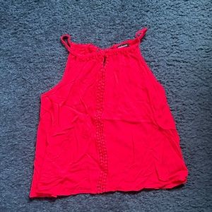 Red Top. Tie Detail on Back.